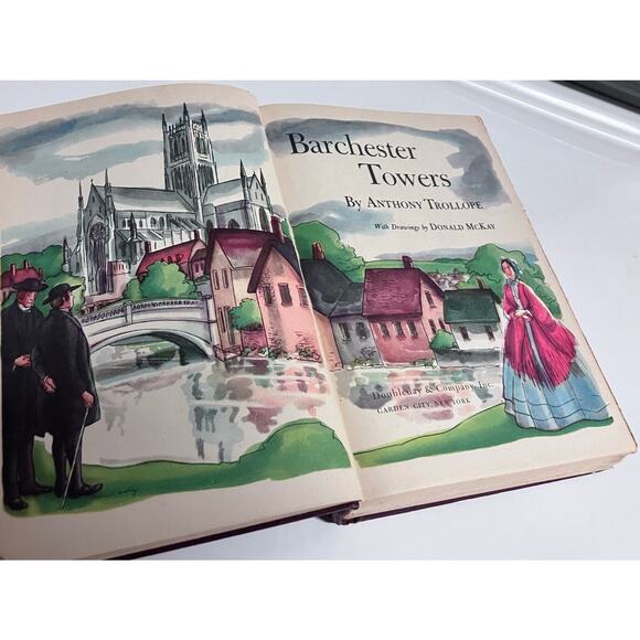 Barchester Towers Anthony Trollope 1945 Doubleday Illustrated Hardcover Vintatge - Picture 2 of 12